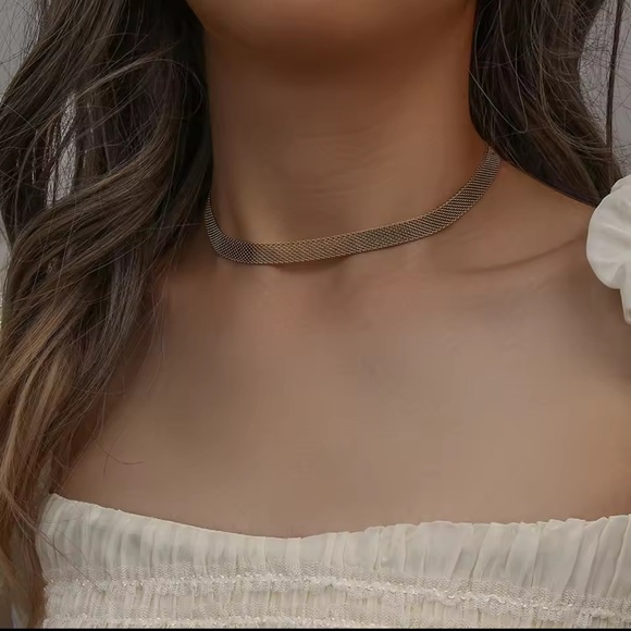 Anthropologie Gold Mesh Choker Necklace - Picture 4 of 8